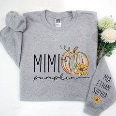 Lofaris Custom Autumn Mimi And Grandkids Pumpkin Sweatshirt