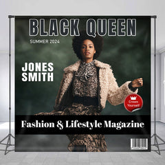 Lofaris Custom Birthday Backdrop Black Queen Magazine Cover