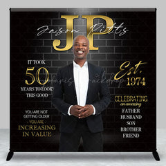 Lofaris Custom Black Brick 50th Birthday Celebration Backdrop