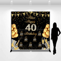 Lofaris Custom Black Gold Balloons 40th Birthday Backdrop