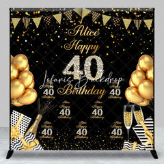 Lofaris Custom Black Gold Balloons 40th Birthday Backdrop