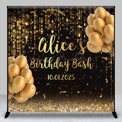 Lofaris Custom Black Gold Balloons Birthday Bash Backdrop