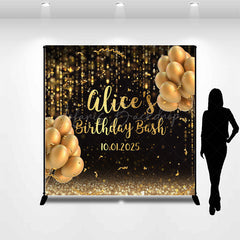 Lofaris Custom Black Gold Balloons Birthday Bash Backdrop