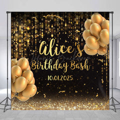 Lofaris Custom Black Gold Balloons Birthday Bash Backdrop