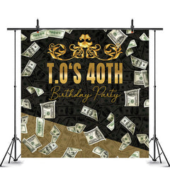 Lofaris Custom Black Gold Dollar Cash 40th Birthday Backdrop