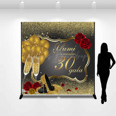 Lofaris Custom Black Gold High Heels 30th Birthday Backdrop