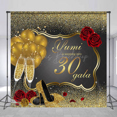 Lofaris Custom Black Gold High Heels 30th Birthday Backdrop