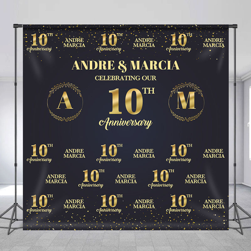 Lofaris Custom Black Golden Repeat 10th Anniversary Backdrop