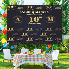 Lofaris Custom Black Golden Repeat 10th Anniversary Backdrop