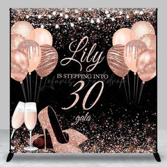 Lofaris Custom Black Pink Rose Cheers 30th Birthday Backdrop