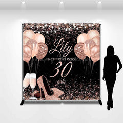 Lofaris Custom Black Pink Rose Cheers 30th Birthday Backdrop