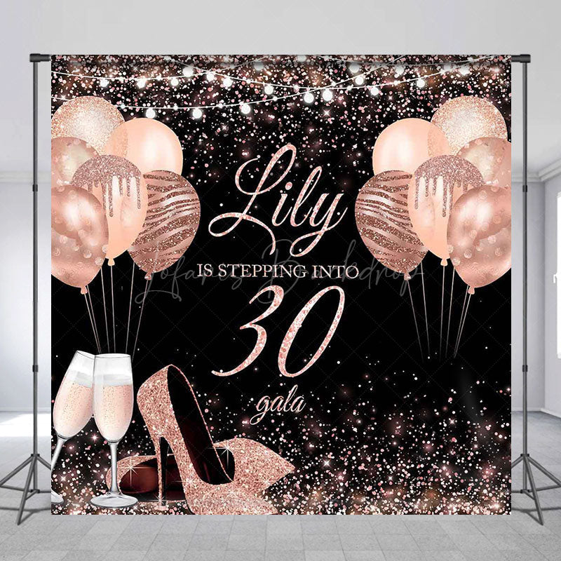 Lofaris Custom Black Pink Rose Cheers 30th Birthday Backdrop