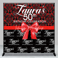 Lofaris Custom Black Red 50th Birthday Celebration Backdrop