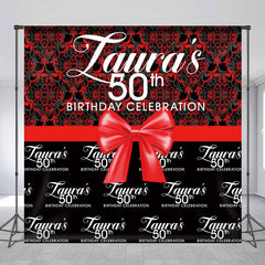 Lofaris Custom Black Red 50th Birthday Celebration Backdrop