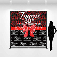 Lofaris Custom Black Red 50th Birthday Celebration Backdrop