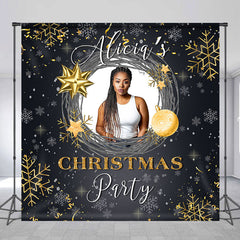 Lofaris Custom Black Snowflake Christmas Party Backdrop