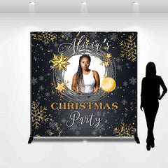 Lofaris Custom Black Snowflake Christmas Party Backdrop