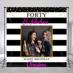 Lofaris Custom Black White Fabulous Forty Birthday Backdrop