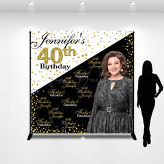 Lofaris Custom Black White Gold Glitter 40th Birthday Backdrop