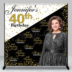 Lofaris Custom Black White Gold Glitter 40th Birthday Backdrop