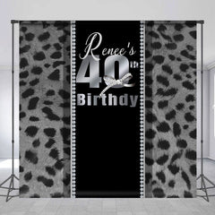 Lofaris Custom Black White Leopard 40th Birthday Backdrop