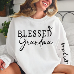 Lofaris Custom Blessed Grandma And Kids Heart Sweatshirt