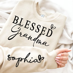 Lofaris Custom Blessed Grandma And Kids Heart Sweatshirt