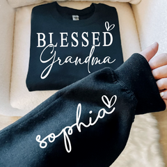 Lofaris Custom Blessed Grandma And Kids Heart Sweatshirt