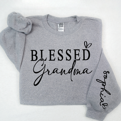 Lofaris Custom Blessed Grandma And Kids Heart Sweatshirt