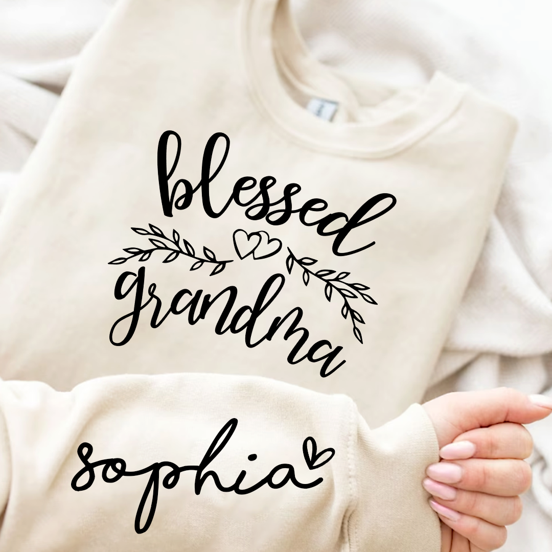 Lofaris Custom Blessed Grandma Leaves Heart Sweatshirt