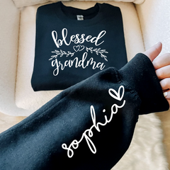 Lofaris Custom Blessed Grandma Leaves Heart Sweatshirt