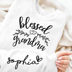 Lofaris Custom Blessed Grandma Leaves Heart Sweatshirt