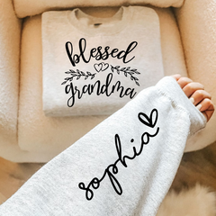 Lofaris Custom Blessed Grandma Leaves Heart Sweatshirt