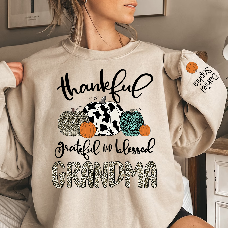 Lofaris Custom Blessed Grandma Leopard Pumpkin Sweatshirt