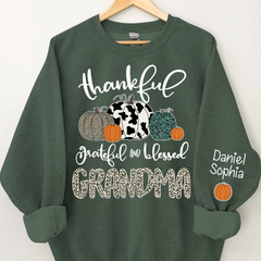 Lofaris Custom Blessed Grandma Leopard Pumpkin Sweatshirt