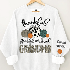 Lofaris Custom Blessed Grandma Leopard Pumpkin Sweatshirt