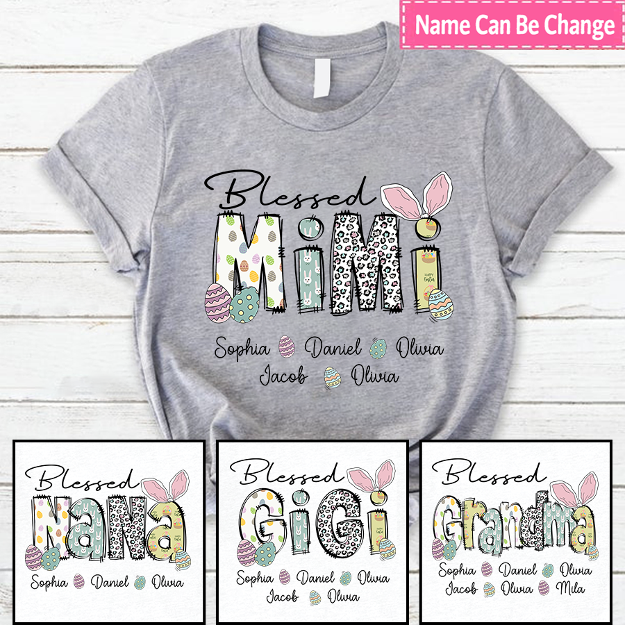 Lofaris Custom Blessed Mimi And Kids Easter Day Gift T-Shirt