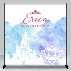 Lofaris Custom Blue Castle Carriage 10th Birthday Backdrop