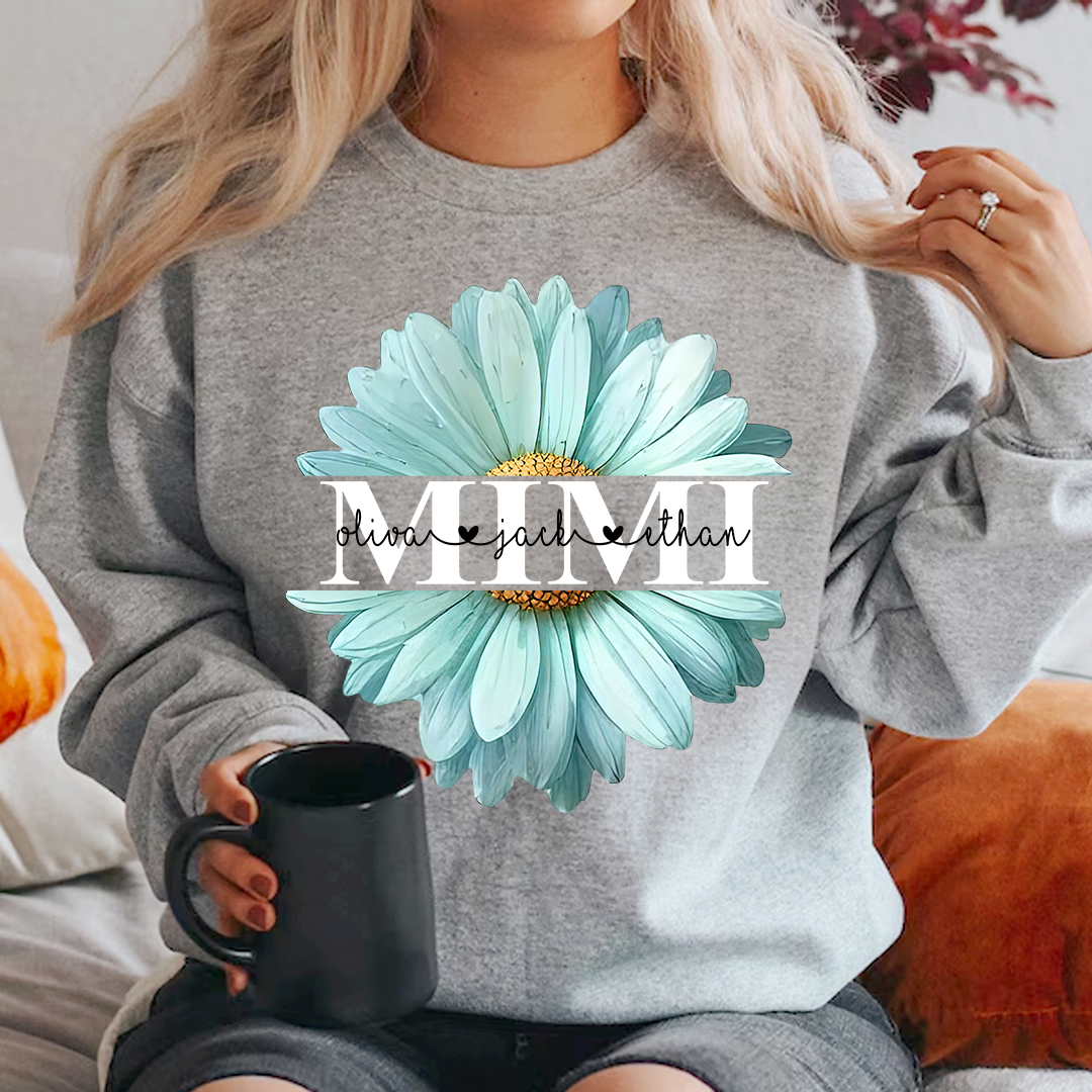 Lofaris Custom Blue Daisy Flower Mimi And Kids Sweatshirt