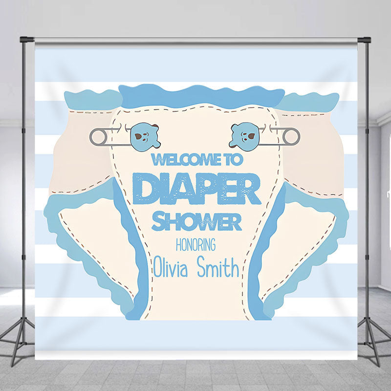 Lofaris Custom Blue Diaper And Wipes Shower Baby Backdrop