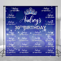 Lofaris Custom Blue Glitter Crown Repeat Birthday Backdrop