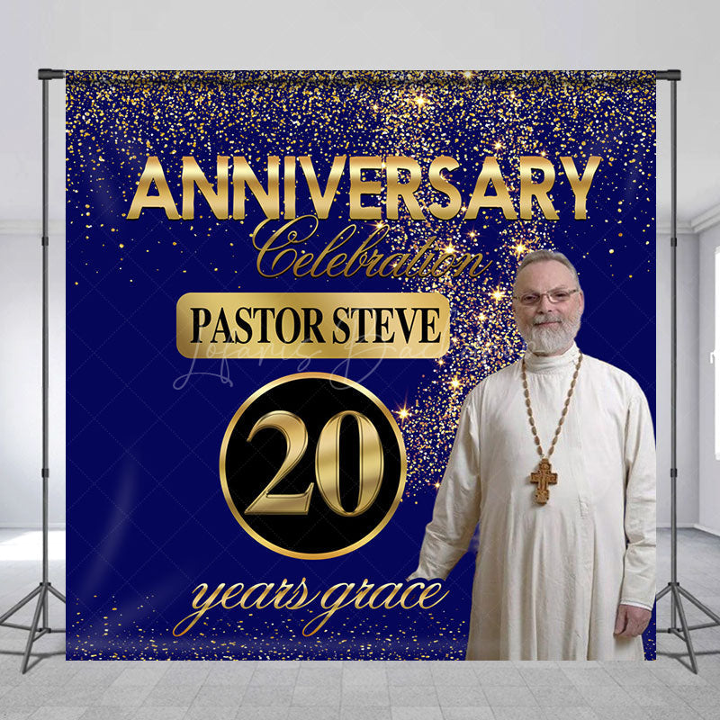 Lofaris Custom Blue Gold 20th Pastoral Anniversary Backdrop