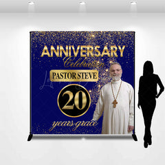 Lofaris Custom Blue Gold 20th Pastoral Anniversary Backdrop