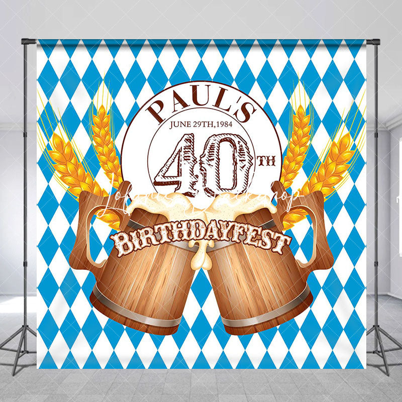 Lofaris Custom Blue Rhombus Beer Birthdayfest Party Backdrop