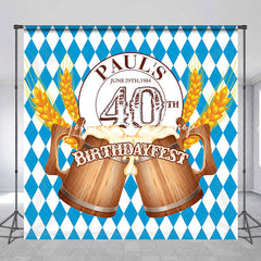 Lofaris Custom Blue Rhombus Beer Birthdayfest Party Backdrop