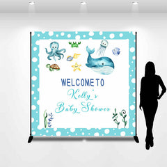 Lofaris Custom Blue Under The Sea Whale Baby Shower Backdrop