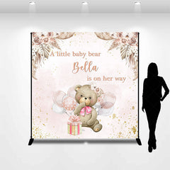 Lofaris Custom Boho Bear Balloon Pink Baby Shower Backdrop