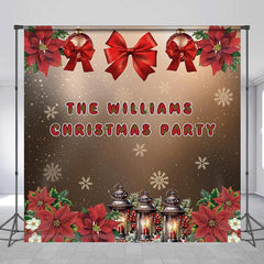 Lofaris Custom Bow Floral Snowy Family Christmas Backdrop