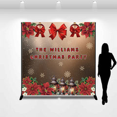 Lofaris Custom Bow Floral Snowy Family Christmas Backdrop