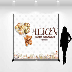 Lofaris Custom Brown Balloon Teddy Bear Baby Shower Backdrop